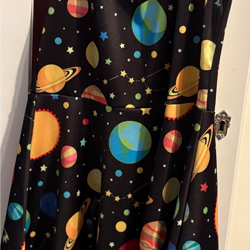 212- kids XL Space-Themed Black Dress
